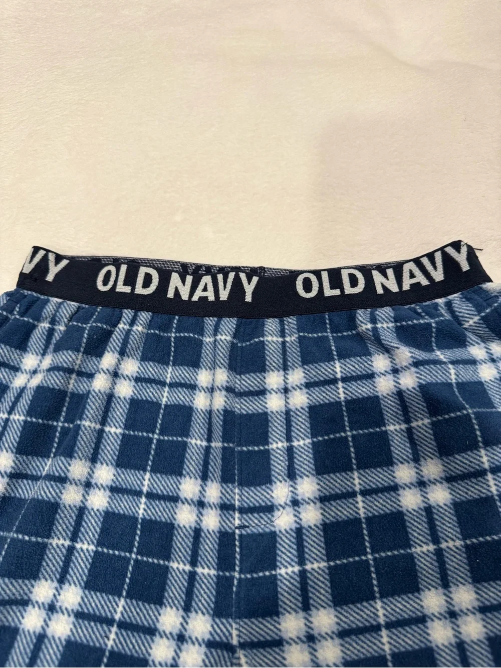 Old Navy Blue and White Plaid Fleece Pants
